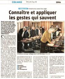 Connaitre et appliquer les geste qui sauvent - article DNA du 22 décembre 2019