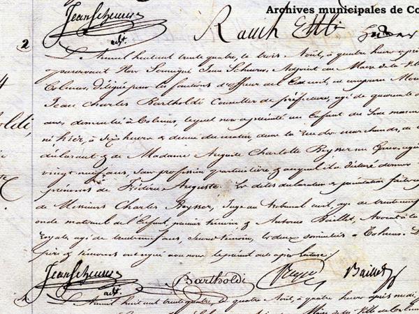 Acte de naissance d’Auguste Bartholdi du 03 août 1834