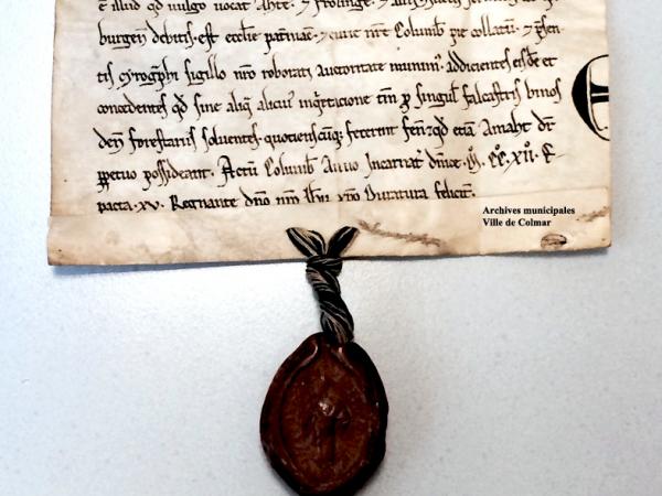 Le plus ancien document conservé aux Archives municipales de Colmar : Une charte de 1212